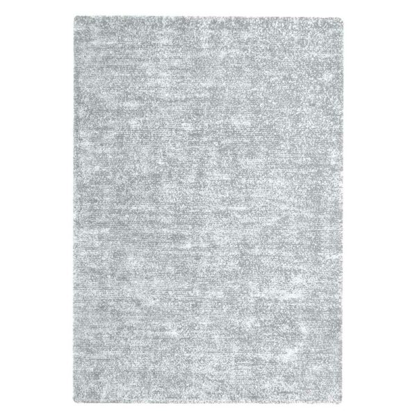 Doncosmo Retro Teppich in hell Grau und Silberfarben 1 cm hoch