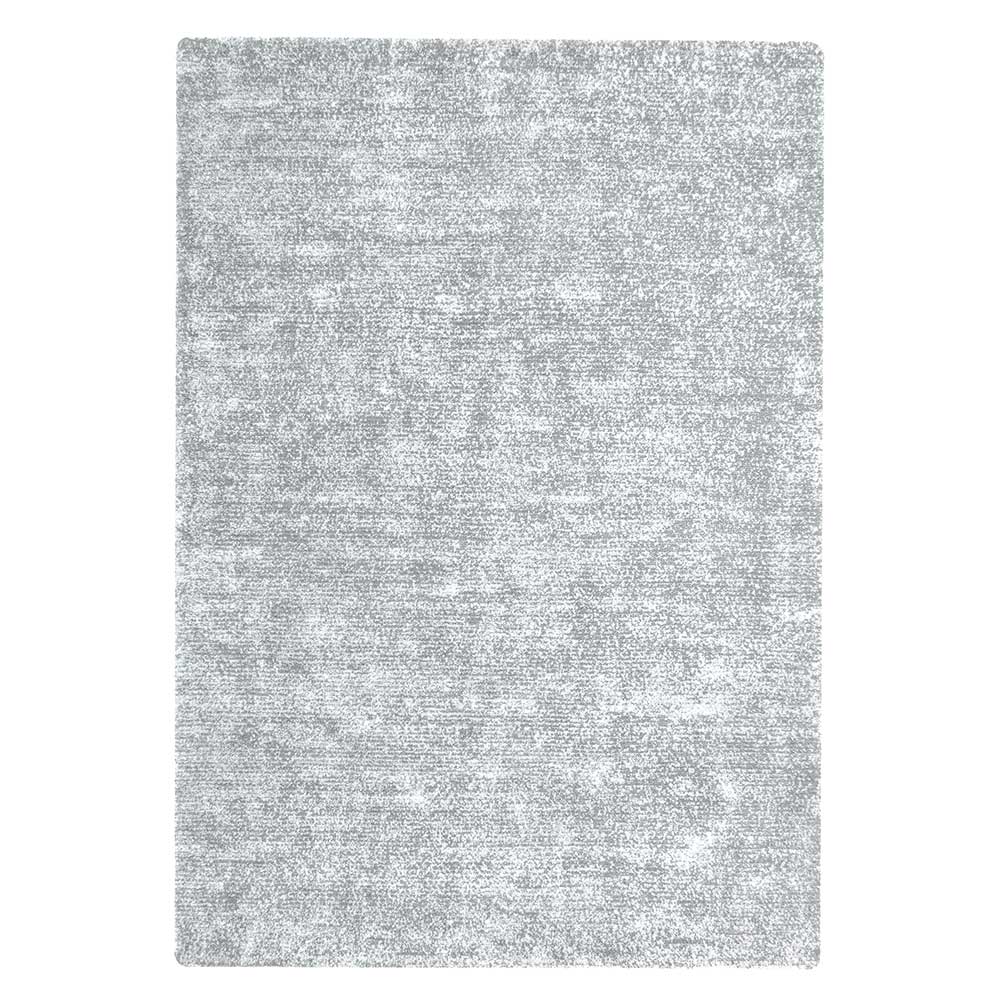 Doncosmo Retro Teppich in hell Grau und Silberfarben 1 cm hoch