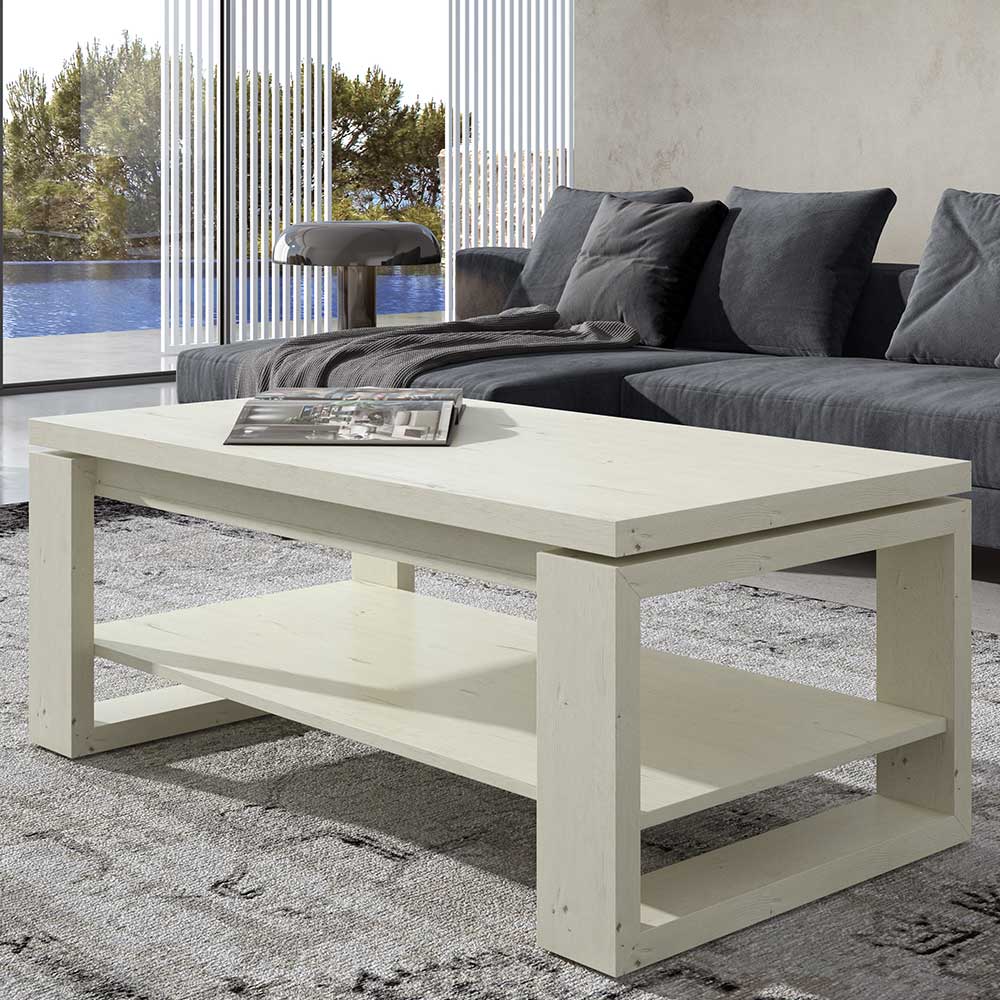 Furnitara Couchtisch in Creme Weiß hochklappbarer Tischplatte