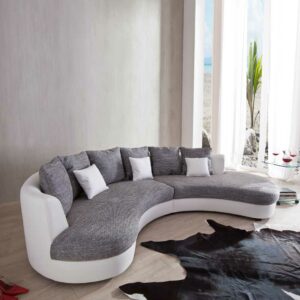 Brandolf Couch in U-Form Weiß Grau