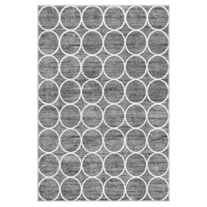 Doncosmo Moderner Teppich mit Muster in Grau und Cremefarben Kurzflor