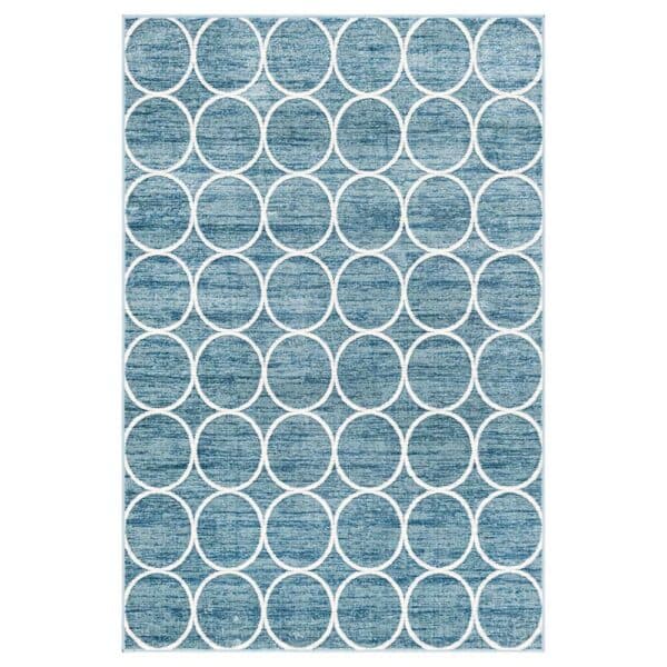 Doncosmo Moderner Muster Teppich in Blau und Cremefarben Kurzflor