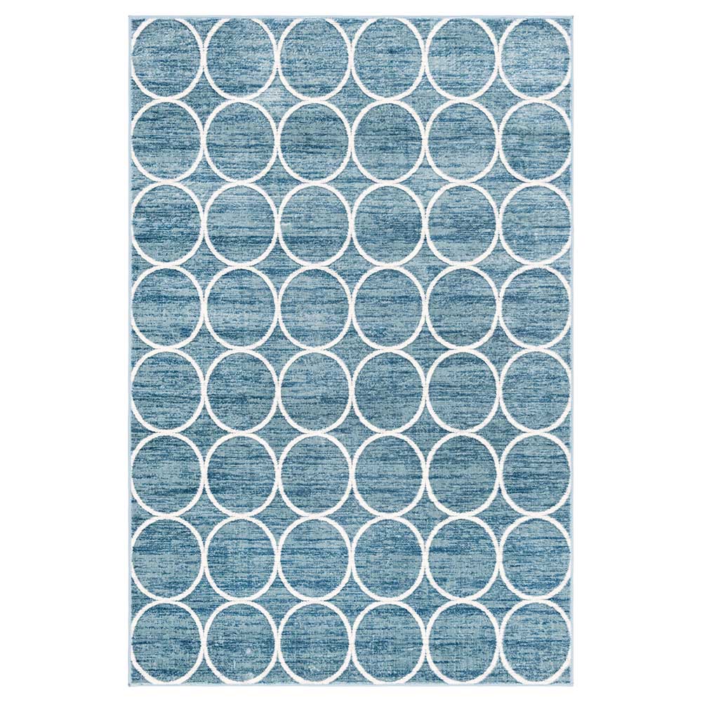 Doncosmo Moderner Muster Teppich in Blau und Cremefarben Kurzflor