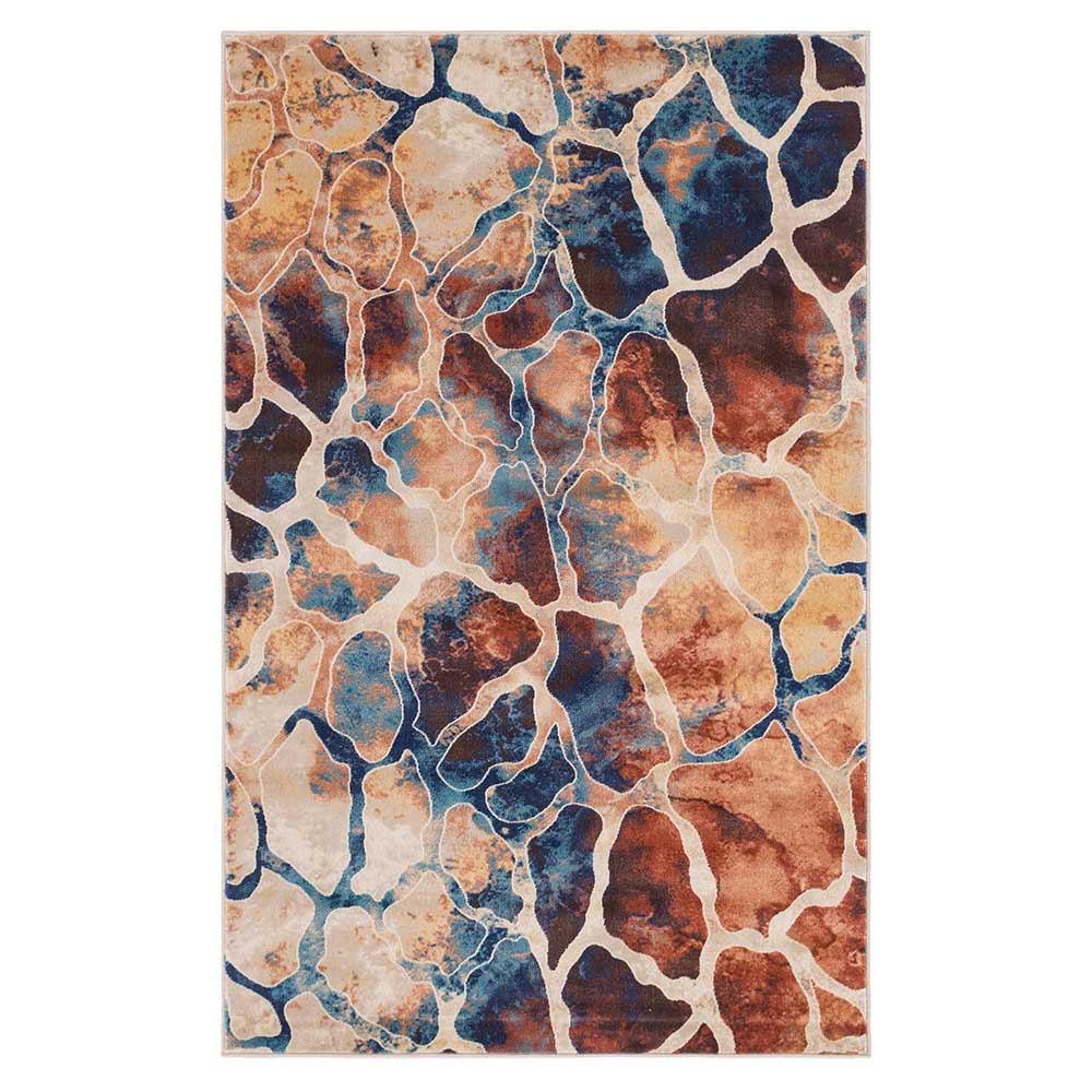 Doncosmo Teppich mit abstraktem Muster in Beige mehrfarbig Kurzflor