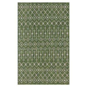 Doncosmo Teppich mit geometrischem Muster Oliv Grün und Creme