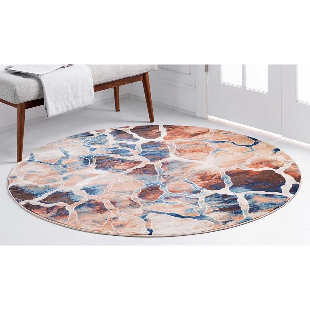Doncosmo Runder Design Teppich in mehrfarbig 150 cm Durchmesser