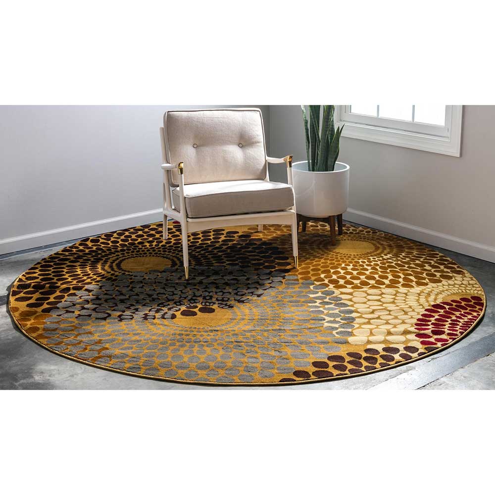 Doncosmo Mehrfarbiger Teppich rund in modernem Design Mandala Motiv