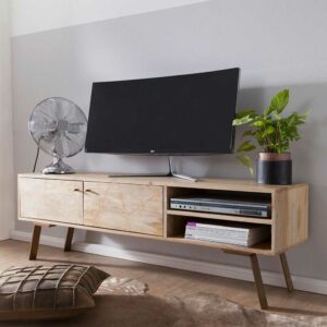 Möbel4Life TV Lowboard aus Mangobaum Massivholz und Eisen 145 cm breit