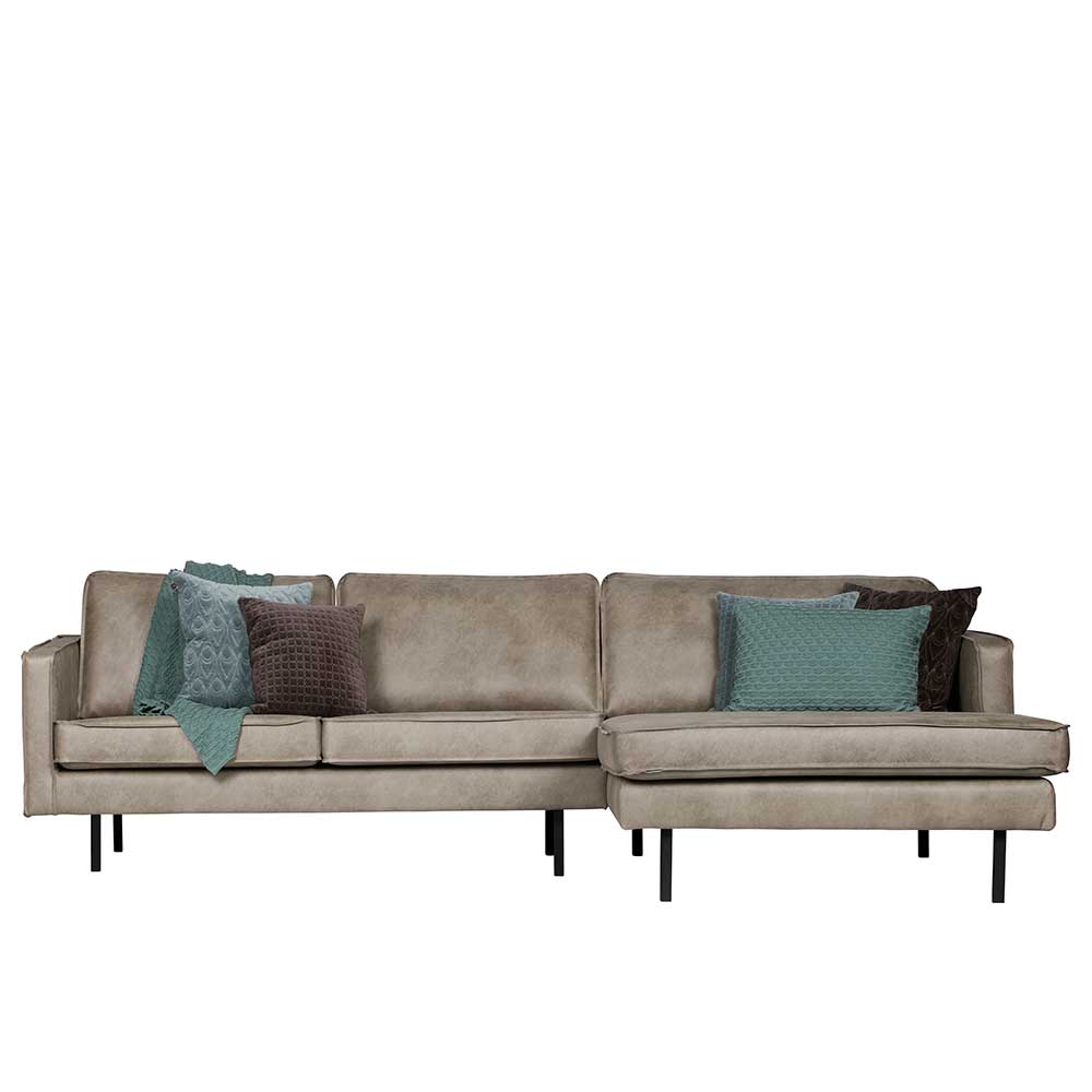 Basilicana L Sofa in Grau Kunstleder Retro Look