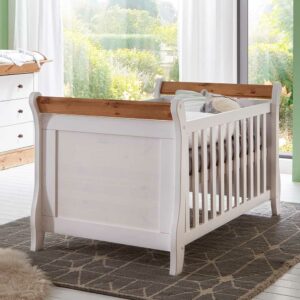 Life Meubles Landhausstil Babybett in Weiß Kiefer massiv umbaubar