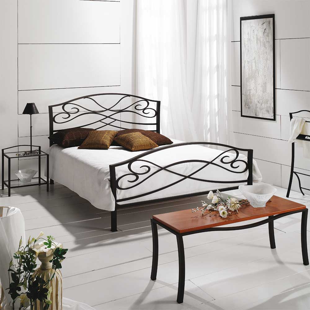 Violata Furniture Metallbett in Braun Landhaus