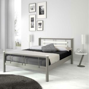 Violata Furniture Jugendbett in Weiß Grau Metall
