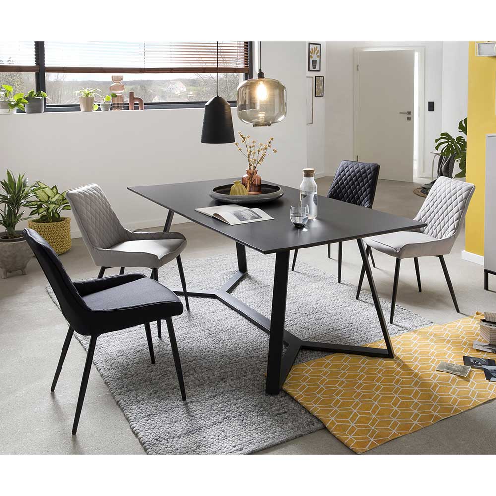 iMöbel Esszimmer Sitzgruppe in Grau und Schwarz 180 cm Esstisch (fünfteilig)