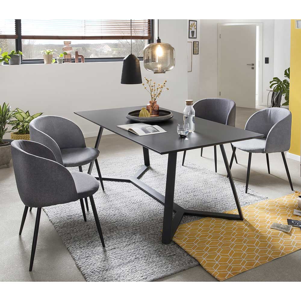 iMöbel Esszimmer Gruppe in Anthrazit und Grau Loft Design (fünfteilig)