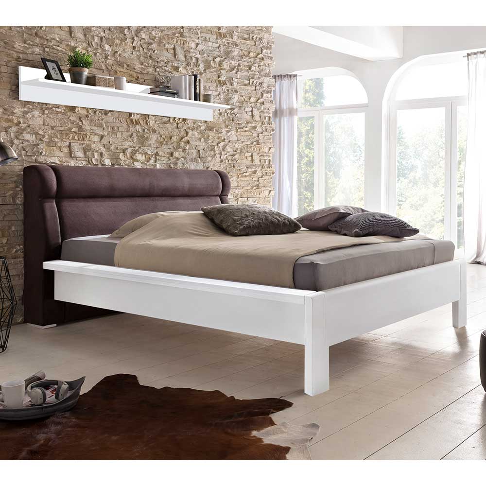 Nature Dream Doppelbett in Weiß und Dunkelbraun teilmassiv