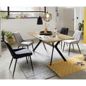 iMöbel Esszimmer Sitzgruppe in Hellgrau und Schwarz Skandi Design (fünfteilig)