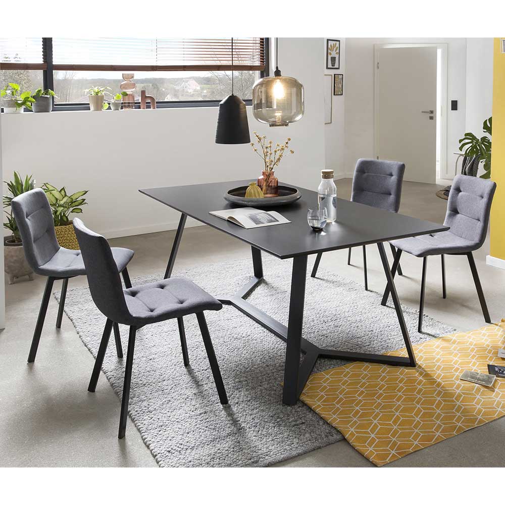 iMöbel Esstischgruppe in Anthrazit und Grau 180 cm Tisch (fünfteilig)