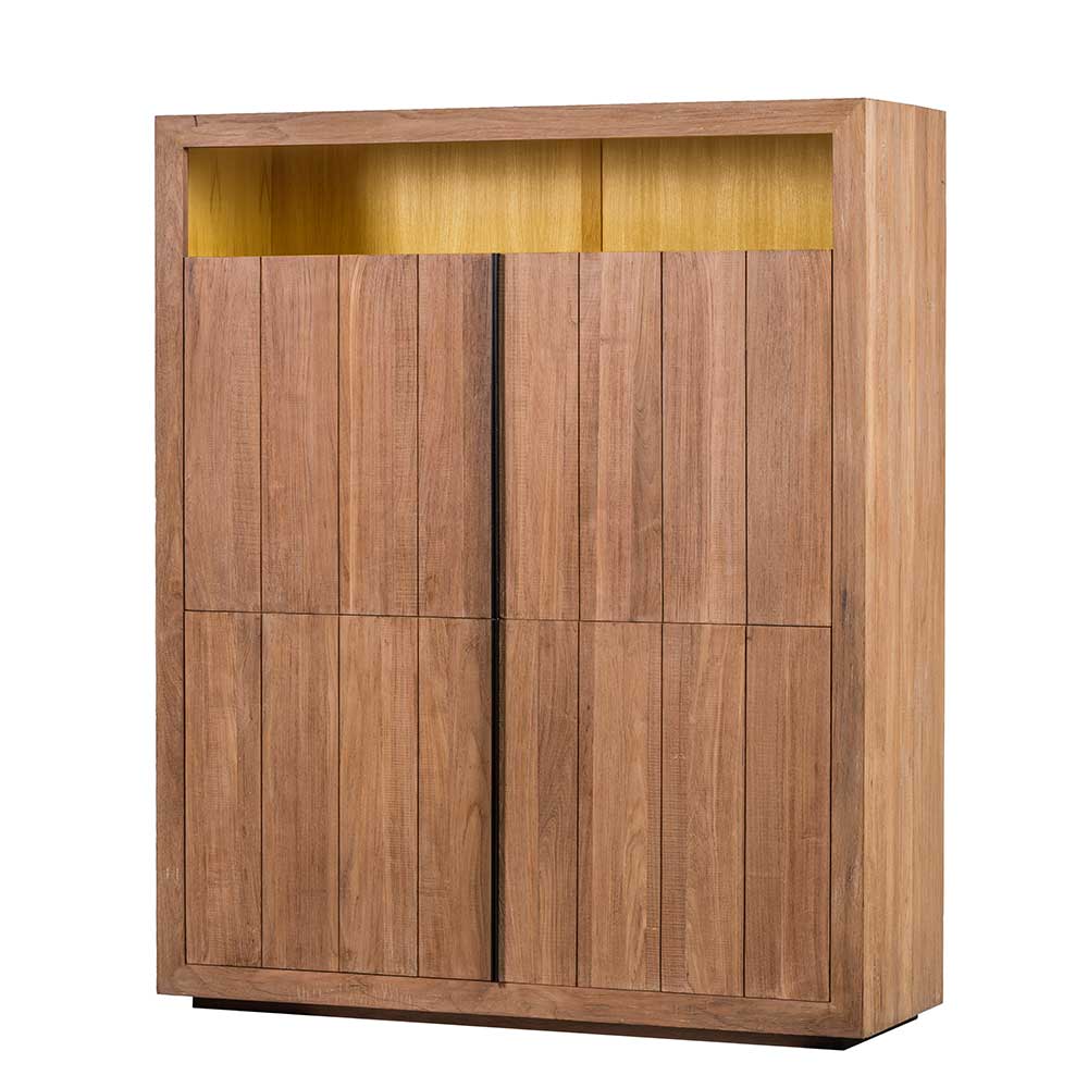 Stilando Wohnzimmerschrank aus teilmassivem Teakholz 165 cm hoch