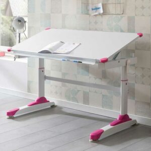 Möbel4Life Kindertisch in Weiß und Pink höhenverstellbar