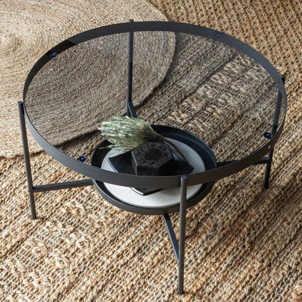 Basilicana Design Coffee Table aus Glas Metall