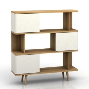 Möbel4Life Raumteiler Regal in Weiß und Eichefarben Skandi Design