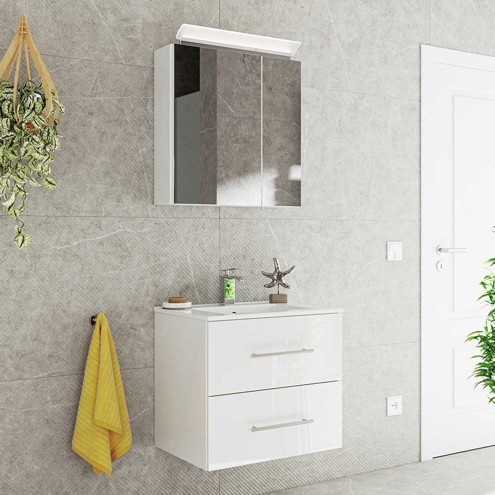 Möbel4Life Badezimmer Set in Hochglanz Weiß Made in Germany (zweiteilig)