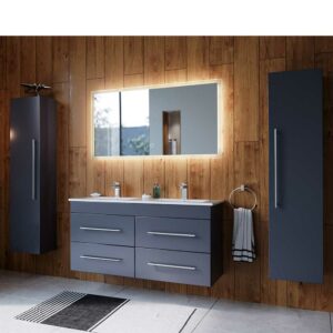 Möbel4Life Badezimmer Set in Anthrazit zwei Personen Waschtisch (vierteilig)