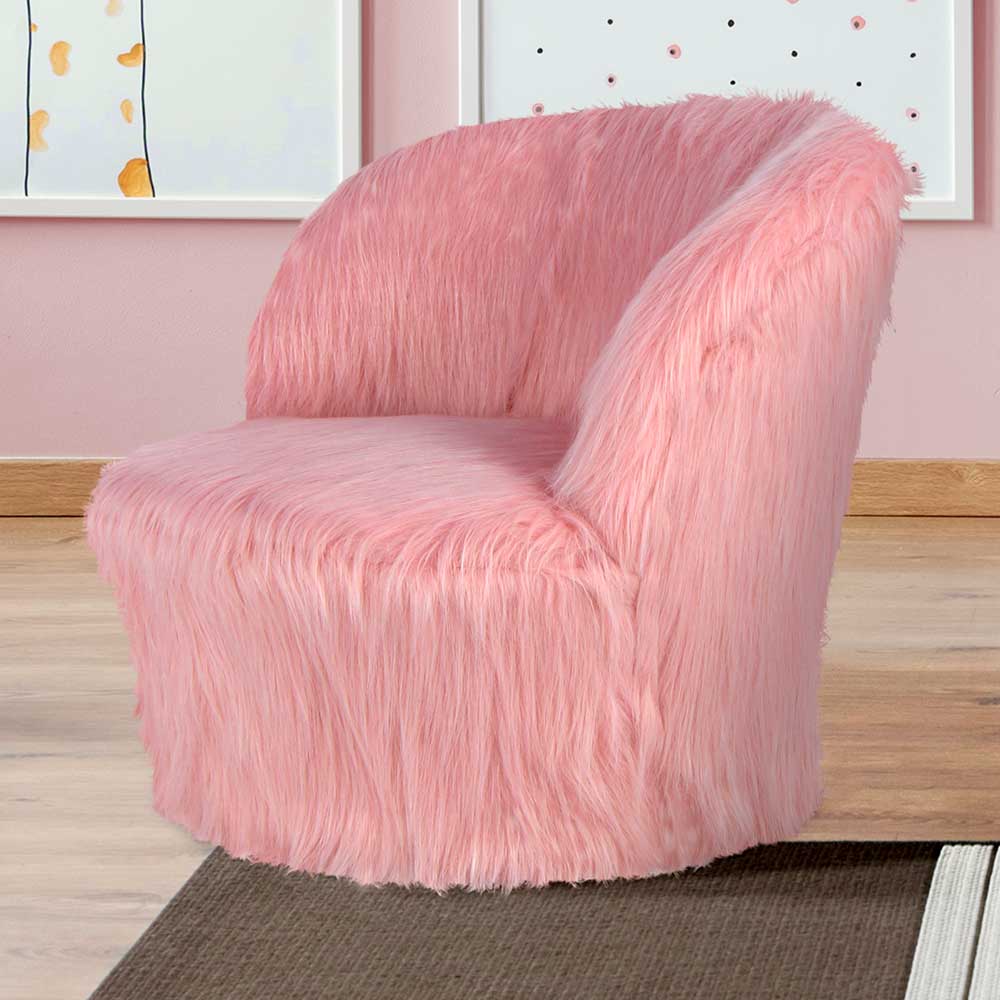 Doncosmo Kunstfell Sessel in Rosa 25 cm Sitzhöhe