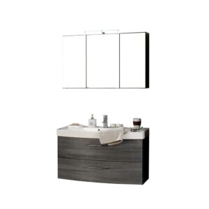Star Möbel Badezimmer Set mit 3D Spiegelschrank Eiche Grau (zweiteilig)