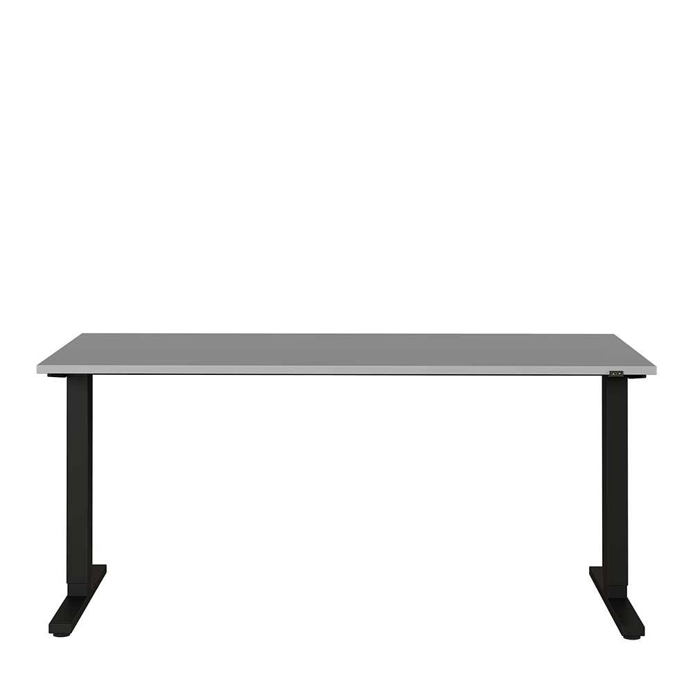 Möbel Exclusive Höhenverstellbarer Schreibtisch in Lichtgrau und Schwarz Made in Germany