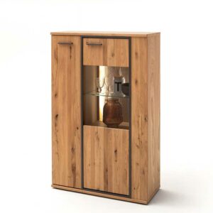 TopDesign Kleine Vitrine mit Asteiche furniert 90 cm breit