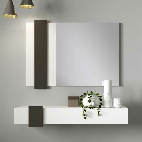 Furnitara Wandspiegel und Konsole in Weiß und Schwarz modern (zweiteilig)