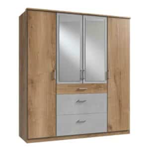 Star Möbel Schlafzimmerkleiderschrank mit Schubladen und Spiegeltüren 58 cm tief