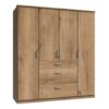 Star Möbel Drehtürenkleiderschrank mit Schubladen in Plankeneiche NB Made in Germany