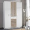Star Möbel Zweifarbiger Drehtürenschrank mit drei Schubladen 135 cm breit