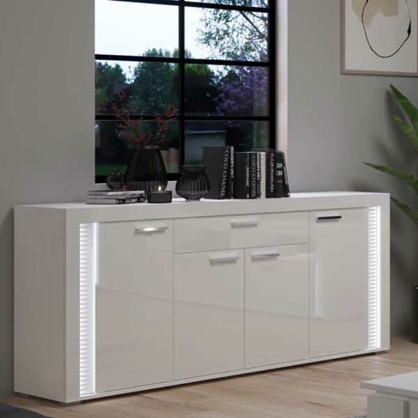 Möbel4Life Esszimmersideboard weiss mit Hochglanz Front 84 cm hoch