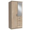 Star Möbel Kleiderschrank Eiche Sägerau NB mit Spiegel drei Schubladen