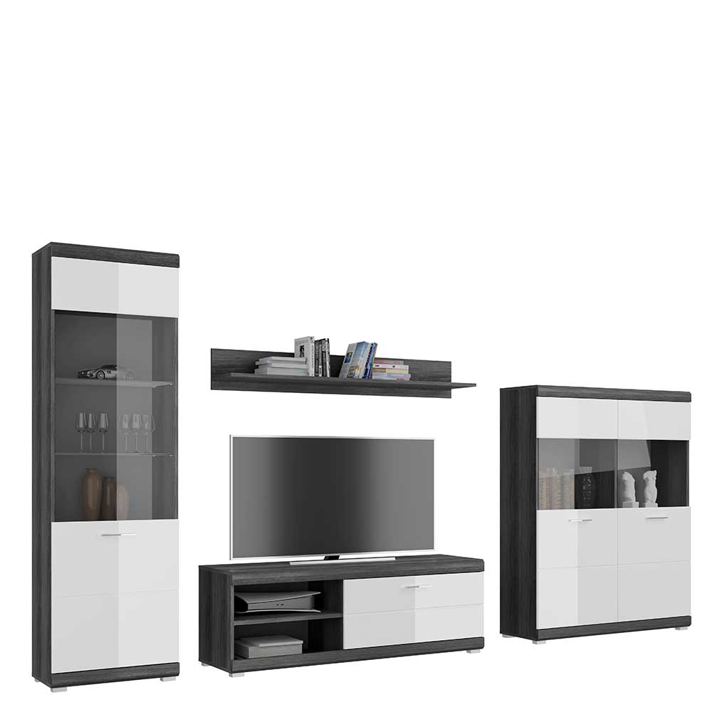 Möbel4Life Wohnwand Hochglanz Front in modernem Design 184 cm hoch (vierteilig)