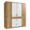 Star Möbel Zweifarbiger Kleiderschrank in Plankeneiche Holzoptik und Weiß Made in Germany