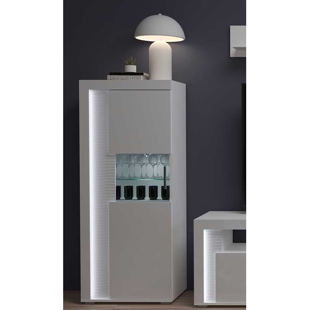 Möbel4Life Wohnzimmervitrinenschrank weiss mit Hochglanz Front LED Beleuchtung