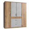 Star Möbel Schrank mit Türen und Schubladen in Plankeneiche Holzoptik Beton Lichtgrau