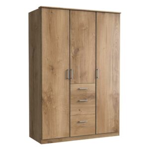 Star Möbel Kleiderschrank Plankeneiche NB mit drei Schubladen 199 cm hoch