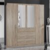 Star Möbel Schrank für Schlafzimmer in Eiche Sägerau drei Schubladen und Türen