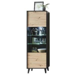 Natura Classico Schrank Vitrine in Wildeiche Holzoptik Schwarz