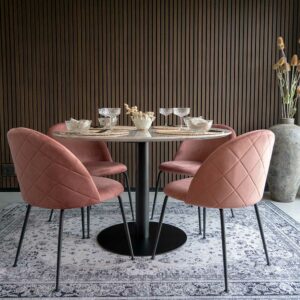 4Home Retro Style Essgruppe in Rosa Schwarz und Weiß (fünfteilig)