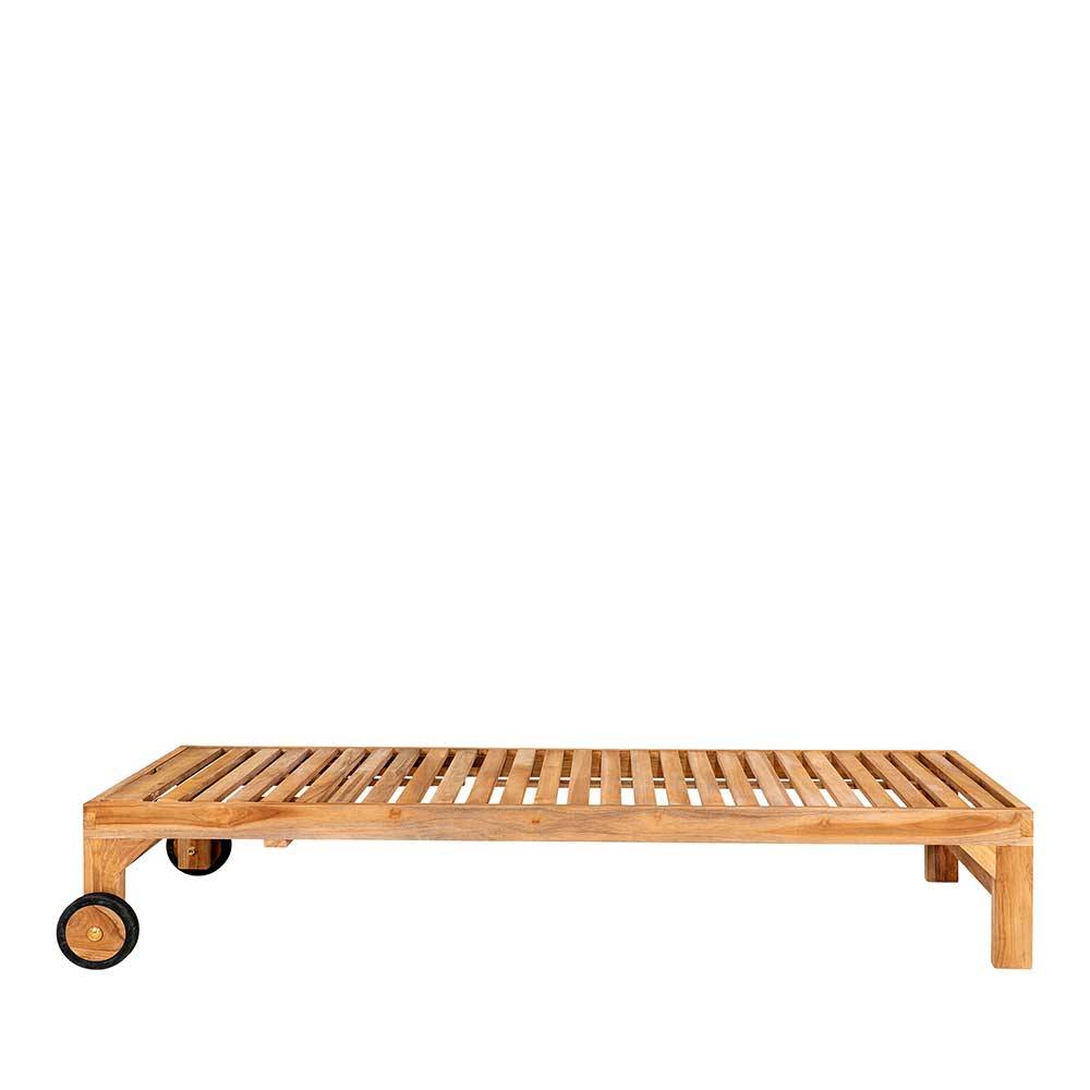 4Home Garten Rollliege aus Teak Massivholz 200x62 cm