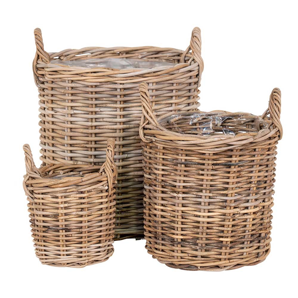 4Home Korbset Rattan im Landhausstil 49 cm hoch (dreiteilig)