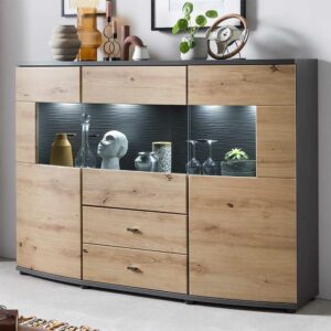 Natura Classico Esszimmer Highboard Sideboard Wildeichefarben & Anthrazit