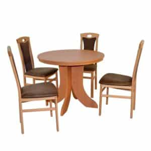 Möbel4Life Klassicher Esstisch mit 4 Stühlen Buchefarben (fünfteilig)