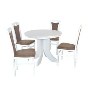 Möbel4Life Runder Tisch mit Stühlen ausziehbar Weiß und Braun (fünfteilig)